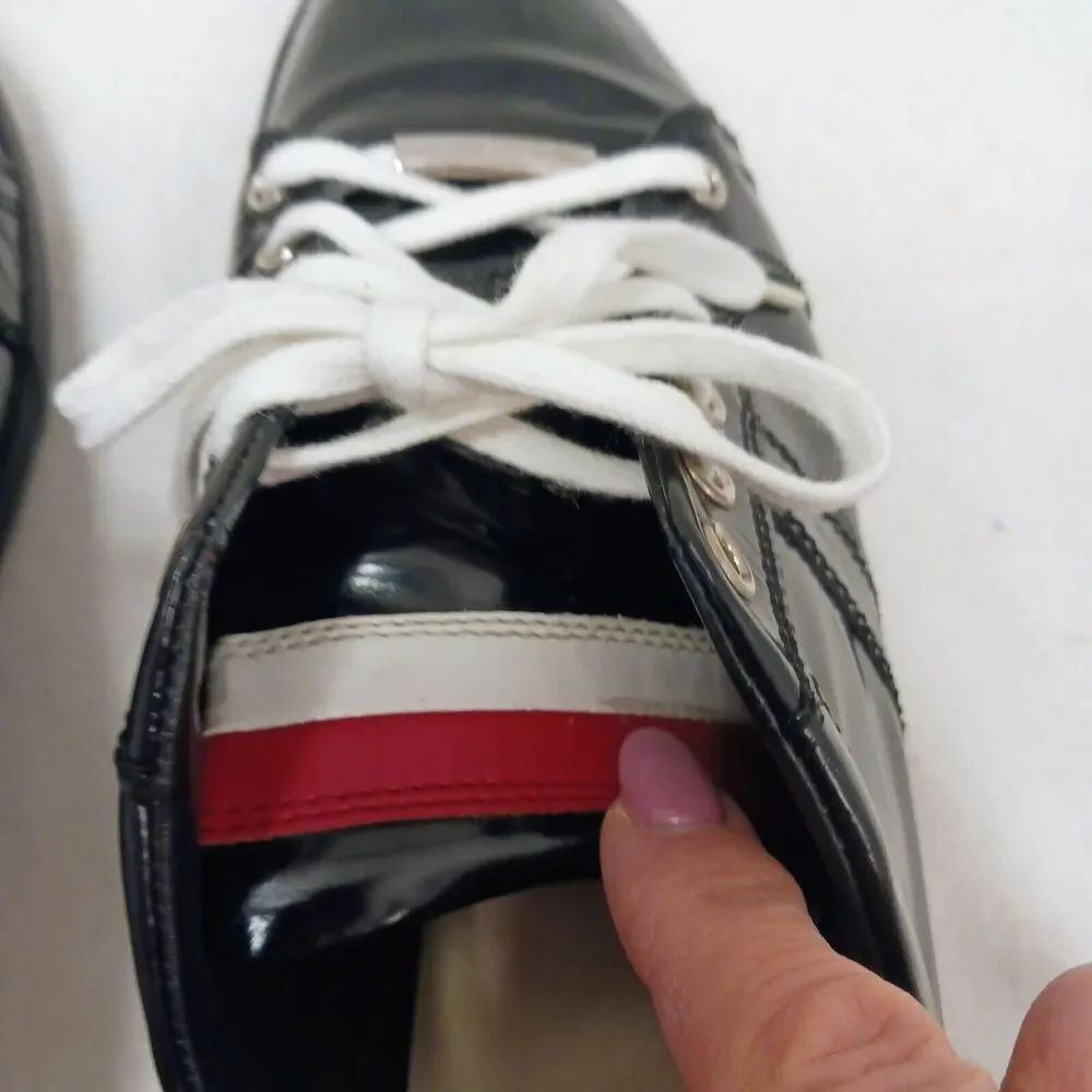 Christian‎ Dior Homme Patent Leather Trainers Men Sz 9 BLACK Red White Luxury